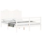 vidaXL Estructura cama de matrimonio con cabecero madera maciza blanco vidaXL Estructura cama de matrimonio con cabecero madera maciza blanco