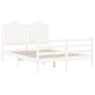 vidaXL Estructura cama de matrimonio con cabecero madera maciza blanco vidaXL Estructura cama de matrimonio con cabecero madera maciza blanco