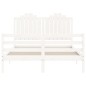 vidaXL Estructura cama de matrimonio con cabecero madera maciza blanco vidaXL Estructura cama de matrimonio con cabecero madera maciza blanco