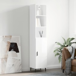 vidaXL Aparador alto madera contrachapada blanco brillo 34,5x34x180 cm