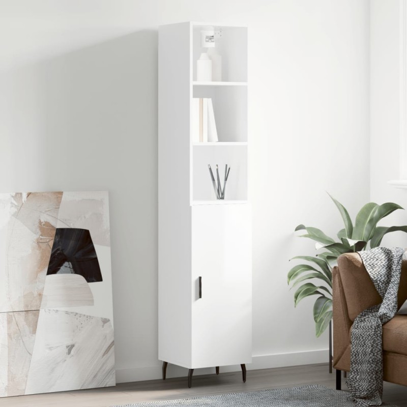 vidaXL Aparador alto madera contrachapada blanco brillo 34,5x34x180 cm vidaXL Aparador alto madera contrachapada blanco brillo 34,5x34x180 cm