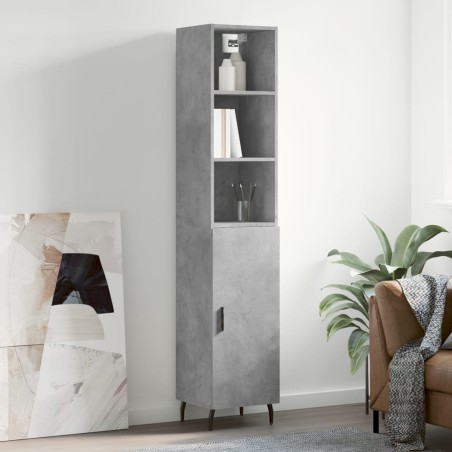 vidaXL Aparador de madera contrachapada gris hormigón 34,5x34x180 cm