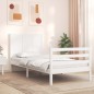 vidaXL Estructura de cama individual con cabecero madera maciza blanco vidaXL Estructura de cama individual con cabecero madera maciza blanco