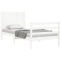 vidaXL Estructura de cama individual con cabecero madera maciza blanco vidaXL Estructura de cama individual con cabecero madera maciza blanco