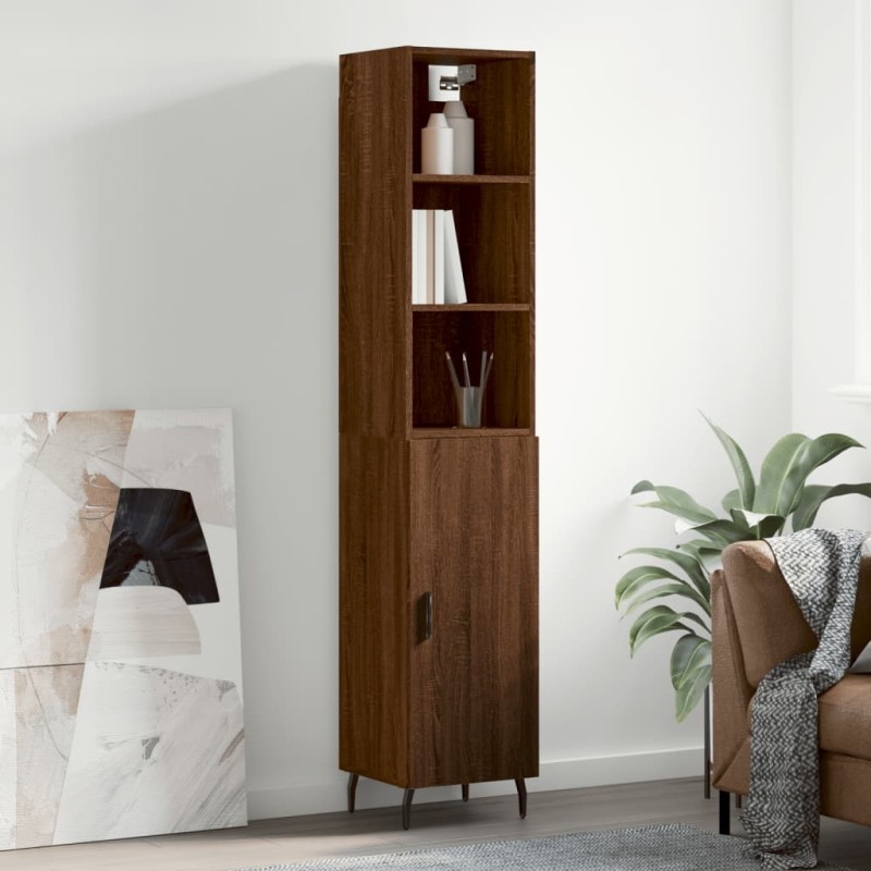 vidaXL Aparador alto madera contrachapada roble marrón 34,5x34x180 cm vidaXL Aparador alto madera contrachapada roble marrón 34,5x34x180 cm