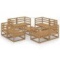 vidaXL Muebles de jardín 9 pzas y cojines marrón miel madera pino vidaXL Muebles de jardín 9 pzas y cojines marrón miel madera pino