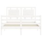 vidaXL Estructura de cama con cabecero madera maciza blanco 140x200 cm