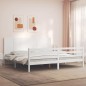 vidaXL Estructura cama de matrimonio con cabecero madera maciza blanco vidaXL Estructura cama de matrimonio con cabecero madera maciza blanco