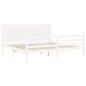 vidaXL Estructura cama de matrimonio con cabecero madera maciza blanco vidaXL Estructura cama de matrimonio con cabecero madera maciza blanco