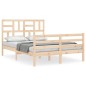 vidaXL Estructura de cama de matrimonio con cabecero madera maciza vidaXL Estructura de cama de matrimonio con cabecero madera maciza
