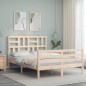 vidaXL Estructura de cama de matrimonio con cabecero madera maciza vidaXL Estructura de cama de matrimonio con cabecero madera maciza