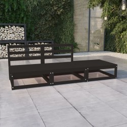 vidaXL Juego de muebles de jardín 3 pzas y cojines negro madera pino