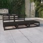 vidaXL Juego de muebles de jardín 3 pzas y cojines negro madera pino vidaXL Juego de muebles de jardín 3 pzas y cojines negro madera pino