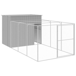 vidaXL Caseta perros corral acero galvanizado gris claro 214x457x181cm