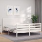 vidaXL Estructura de cama con cabecero madera maciza blanco 160x200 cm vidaXL Estructura de cama con cabecero madera maciza blanco 160x200 cm