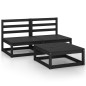 vidaXL Juego de muebles de jardín 3 pzas y cojines negro madera pino vidaXL Juego de muebles de jardín 3 pzas y cojines negro madera pino