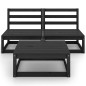 vidaXL Juego de muebles de jardín 3 pzas y cojines negro madera pino vidaXL Juego de muebles de jardín 3 pzas y cojines negro madera pino