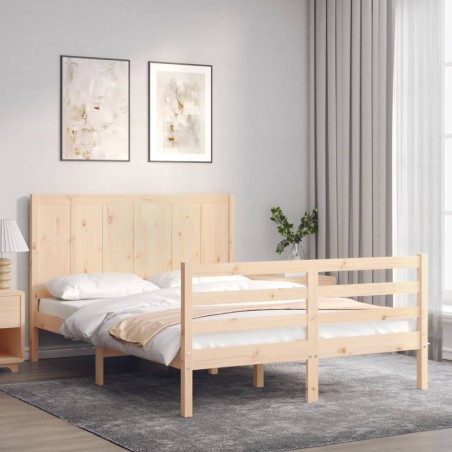 vidaXL Estructura de cama con cabecero madera maciza 140x190 cm