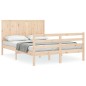 vidaXL Estructura de cama con cabecero madera maciza 140x190 cm vidaXL Estructura de cama con cabecero madera maciza 140x190 cm