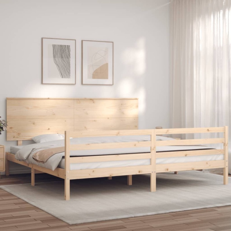 vidaXL Estructura de cama con cabecero madera maciza 200x200 cm vidaXL Estructura de cama con cabecero madera maciza 200x200 cm