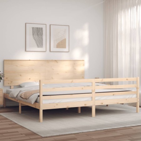 vidaXL Estructura de cama con cabecero madera maciza 200x200 cm