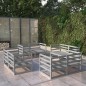 vidaXL Muebles de jardín 8 piezas gris madera de pino maciza