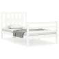 vidaXL Estructura de cama individual con cabecero madera maciza blanco