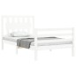 vidaXL Estructura de cama individual con cabecero madera maciza blanco