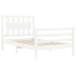 vidaXL Estructura de cama individual con cabecero madera maciza blanco