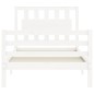 vidaXL Estructura de cama individual con cabecero madera maciza blanco
