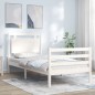 vidaXL Estructura de cama individual con cabecero madera maciza blanco vidaXL Estructura de cama individual con cabecero madera maciza blanco