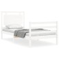 vidaXL Estructura de cama individual con cabecero madera maciza blanco vidaXL Estructura de cama individual con cabecero madera maciza blanco