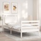vidaXL Estructura de cama individual con cabecero madera maciza blanco vidaXL Estructura de cama individual con cabecero madera maciza blanco