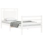 vidaXL Estructura de cama individual con cabecero madera maciza blanco vidaXL Estructura de cama individual con cabecero madera maciza blanco