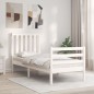 vidaXL Estructura de cama individual con cabecero madera maciza blanco vidaXL Estructura de cama individual con cabecero madera maciza blanco