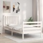 vidaXL Estructura de cama con cabecero madera maciza blanco 90x200 cm
