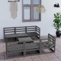 vidaXL Juego de muebles de jardín 7 piezas gris madera maciza de pino