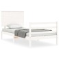 vidaXL Estructura de cama con cabecero madera maciza blanco vidaXL Estructura de cama con cabecero madera maciza blanco
