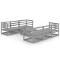 vidaXL Juego de muebles de jardín 7 piezas gris madera maciza de pino