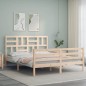 vidaXL Estructura de cama de matrimonio con cabecero madera maciza vidaXL Estructura de cama de matrimonio con cabecero madera maciza