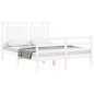 vidaXL Estructura cama de matrimonio con cabecero madera maciza blanco vidaXL Estructura cama de matrimonio con cabecero madera maciza blanco