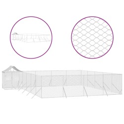 vidaXL Perrera de exterior con techo acero galvanizado plata 10x8x2,5m