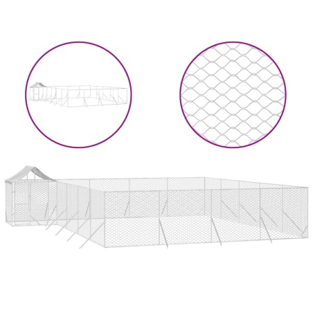 vidaXL Perrera de exterior con techo acero galvanizado plata 10x8x2,5m
