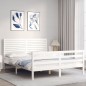 vidaXL Estructura de cama con cabecero madera maciza blanco 160x200 cm vidaXL Estructura de cama con cabecero madera maciza blanco 160x200 cm