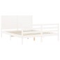 vidaXL Estructura de cama con cabecero madera maciza blanco 160x200 cm vidaXL Estructura de cama con cabecero madera maciza blanco 160x200 cm