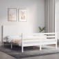 vidaXL Estructura de cama con cabecero madera maciza blanco 160x200 cm