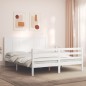 vidaXL Estructura de cama con cabecero madera maciza blanco 160x200 cm