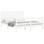 vidaXL Estructura de cama con cabecero madera maciza blanco 160x200 cm