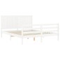 vidaXL Estructura de cama con cabecero madera maciza blanco 160x200 cm