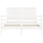 vidaXL Estructura cama de matrimonio con cabecero madera maciza blanco